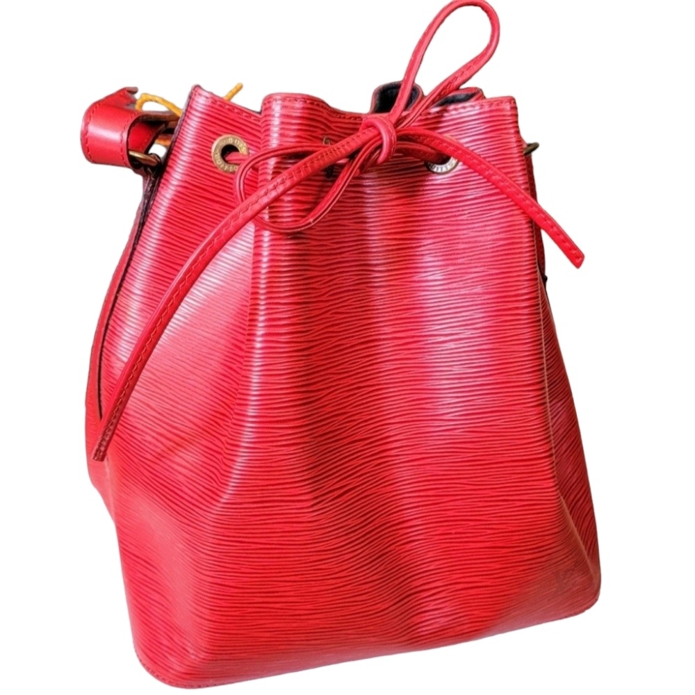 Louis Vuitton Bucket Bag, Epi Noe Purse. Red, Brass, Black. Excellent CONDITION